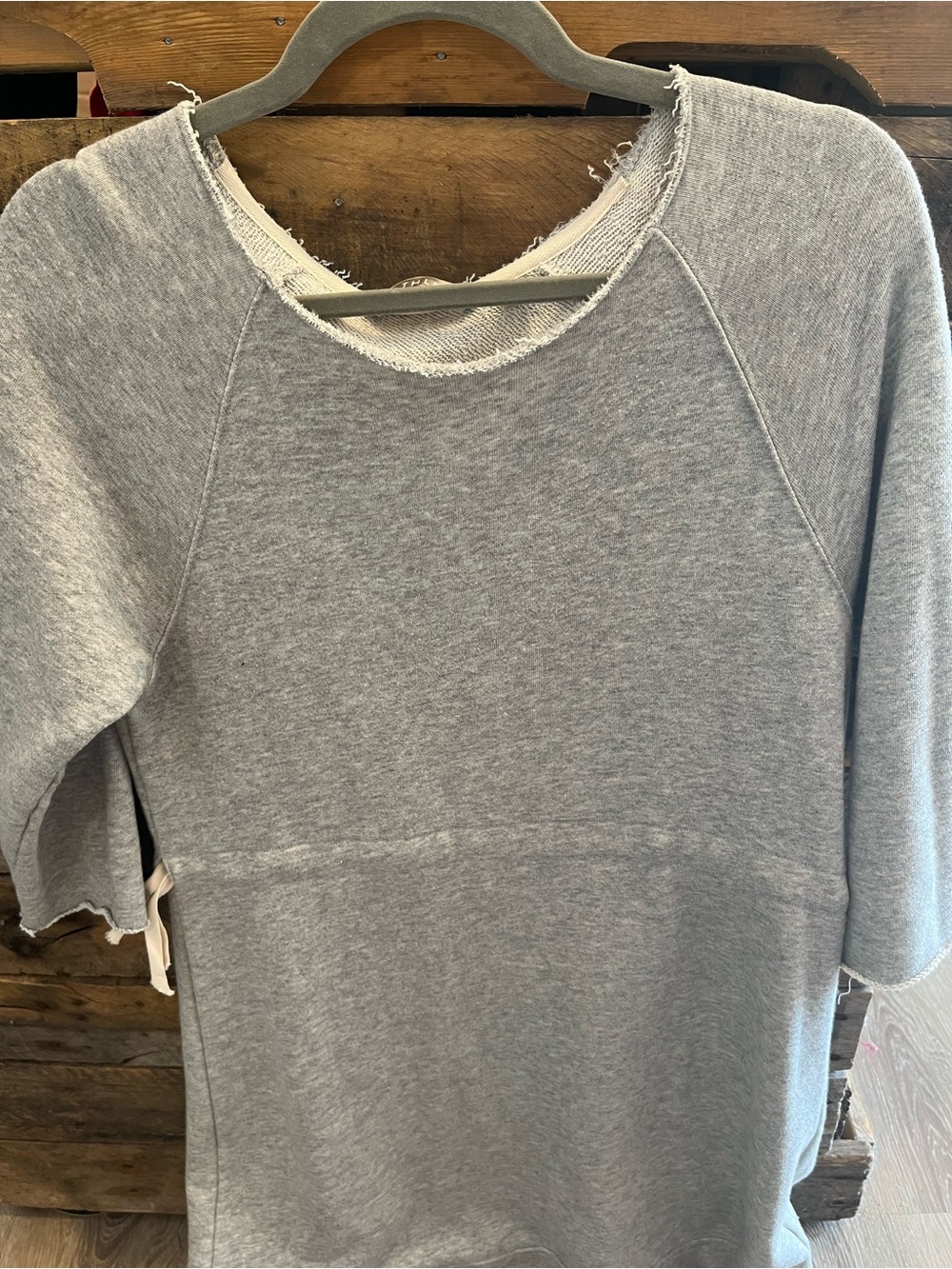 Athleta Gray Raw-Edge Pullover Sweatshirt dress